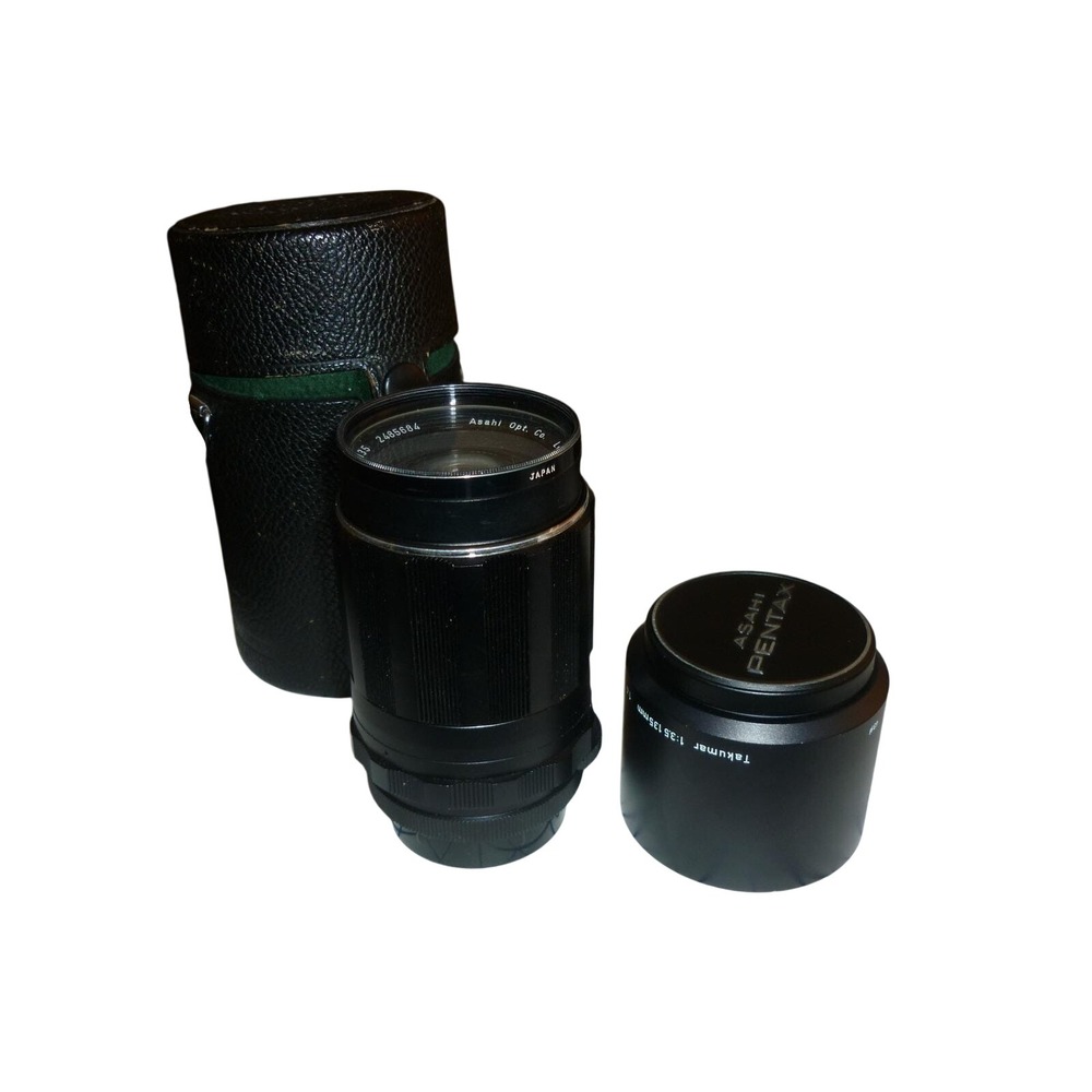 Asahi Pentax Super-Takumar 135mm f3.5 M42 Mount Lens with Case and Hood Japan
